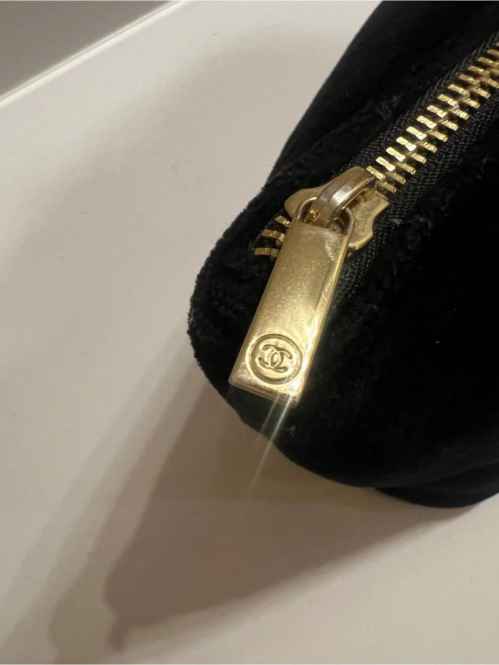 CHANEL BEAUTE Black Velvet Cosmetic Bag Pouch